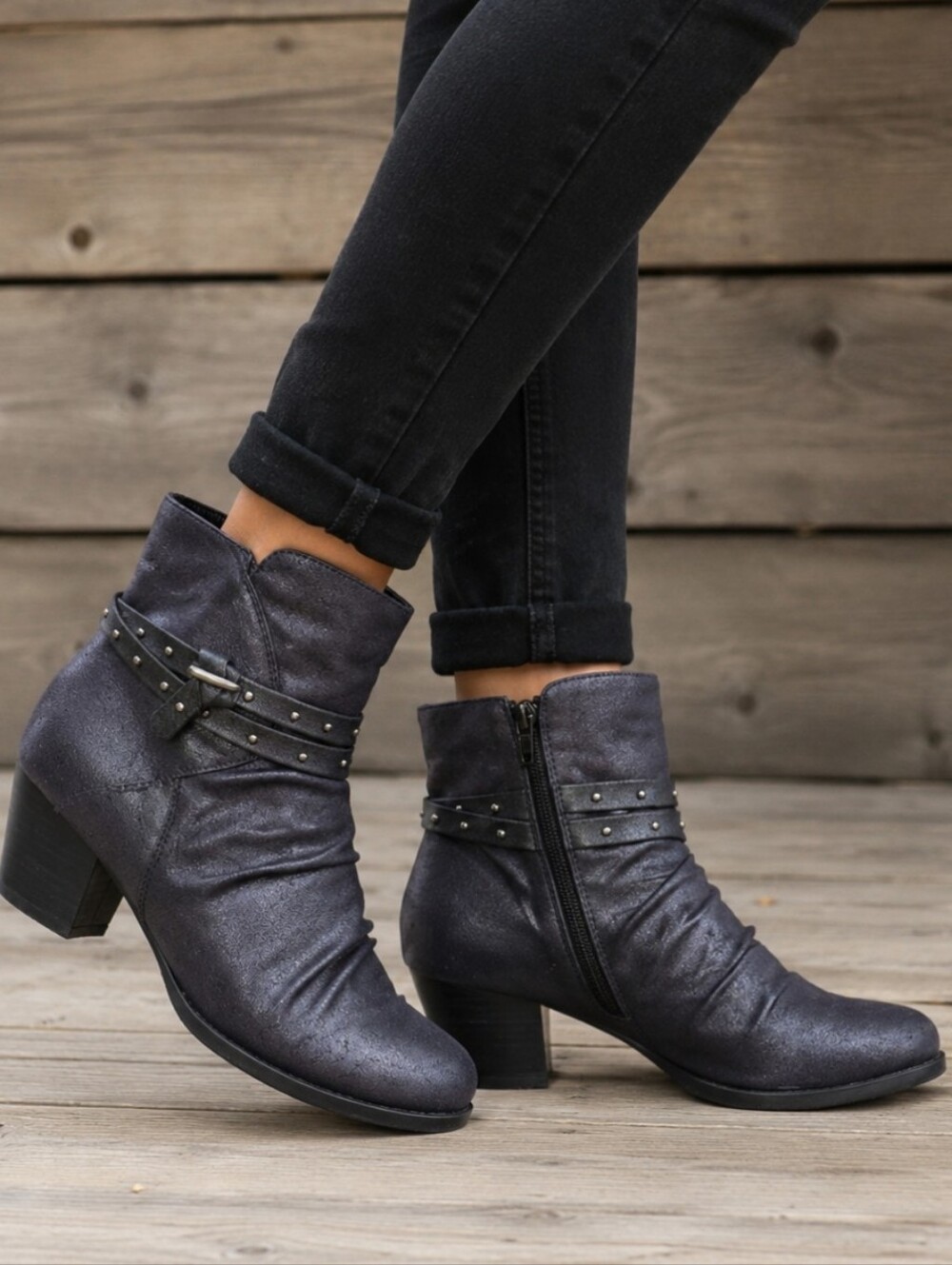 Baretraps Rainly Y2K Moto Boho Revival Studded Harness Comfort Bootie 9.5M